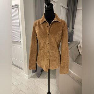 Bernardo genuine suede leather women button down shirt US 12